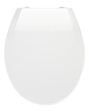 WENKO Premium WC-Sitz Kos Weiß, Toilettendeckel mit Absenkautomatik und Fix-Clip Hygiene Befestigung für leichtes Abnehmen, aus bruchstabilem, recycelbarem Thermoplast, Maße (B x T): 37 x 44