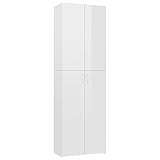 vidaXL Büroschrank Aktenschrank Mehrzweckschrank Schrank Aufbewahrungsschrank Holzschrank Büro Hochglanz-Weiß 60x32x190cm Spanp