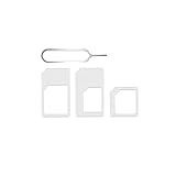 FeelMeet 1 Set (4 stücke) SIM-Kartenadapter 4 in 1 SIM-Karten-Adapter-Kit Micro-SIM-Kartenhalter mit Nadel für Smartphone weiß