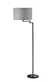 Fischer & Honsel Stehleuchte Rota 3-flammig, Stehlampe mit verstellbarem Lampenschirmen aus Leinen & PVC, 3xE27-Fassung, Sandschwarz, Grau & Weiß, Höhe: 151cm, Ø40