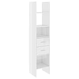 Susany Bücherregal mit 4 Geräumige Fächer & 2 Schubladen Standregal Büroregal Aktenregal Wandregal Raumteiler Raumtrenner Mehrzweckregal Spanplatte Hochglanz-Weiß 40x35x180