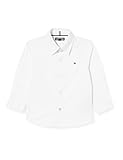 Tommy Hilfiger Jungen Boys Solid Stretch Poplin Shirt L/S Hemd, Weiß (Bright White 123), 164 (Herstellergröße: 14)