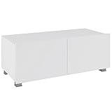 RAVIO TV-Lowboard Fango TV Schrank mit Zwei Türen Sideboard vom Hersteller TV Regal mit Grifflose Öffnen Fernsehschrank Stehend oder Hängend Kommode (Weiß/Weiß Hochglanz)