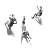 Trio of Climbing Men 3 x große Antik Silber Klettern Abseilen hängende Ornamente Figuren Set von 3 Wandbehang Figuren Skulptur Wandkunst Harz und Metall Bungee Jumping