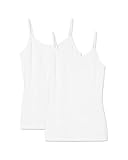 Snocks Unterhemd Damen aus 95% Bio Baumwolle (2er-Pack) L (42/44) Klassische Träger Top Weiß Größe L 42 Spaghetti Top unter Pullover Shirt Tank U