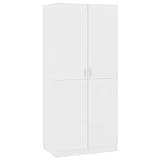 vidaXL Kleiderschrank mit 2 Türen Garderobenschrank Garderobe Schrank Dielenschrank Schlafzimmerschrank Weiß 80x52x180cm Spanp