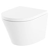 Lavinia Boho Biore Compacto Rimless Hänge WC | Spülrandlose Toilette | Wand-WC | WC-Set | Inkl. abnehmbaren WC-Sitz mit Microlift Absenkautomatik | Sanitärporzellan | 475 x 360 x 400