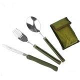 YJX Tragbares Mini-Geschirr-Set, Outdoor-Werkzeug, faltbares Besteck-Set mit Löffel, Gabel, Messern, für Camping, Picknick, E