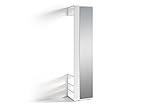 byLIVING Ben 01 Garderoben Hochschrank, Spiegel, Haken, Garderobenstange, offene Fächer, weiß, Holzwerkstoff, B 40, H 184, T 35