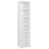 vidaXL CD Regal Ständer Aufbewahrung Standregal Medienregal Bücherregal Büroregal Dekoregal Aktenregal Hochglanz-Weiß 21x20x88cm Spanp