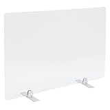 PLEXIDIRECT - Spuckschutz Plexiglas Schutzwand Thekenaufsatz Trennwand Büro Schreibtisch Acrylglas Büroschirm Niesschutz, 3mm Schirm, MOXI Silber Aluminium, 600 x 650 mm (BxH)