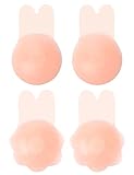 Kiiwah 2 Paar Silikon Klebe BH Push Up Nipple Covers Wiederverwendbar Nippel Abdeckungen Aufkleber Rückenfrei Unsichtbarer BH Trägerloser Klebe BH