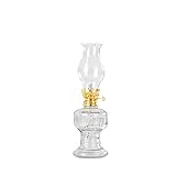 Öllampe aus Glas mit goldener Drehfassung 21 cm | Petroleumlampe mit Baumwolldocht | Perfekt für die Ideale Hochzeit | Oil lamps perfect for the Wedding day
