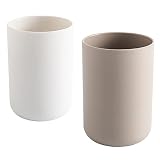 wongwongcat Zahnputzbecher 2 Stück, Badezimmer Zahnbürstenhalter, Pinselhalter, Accessoire Organizer und Toothbrush Holder (Weiß & Braun)