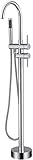 Rozin Modern Freistehende Badewanne Wasserhahn Bodenmontage 360 Grad Schwenkauslauf mit 150cm Schlauch Handbrause Sprayer Chrom F