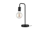LIFA LIVING Schwarze Tischlampe aus Metall & Marmor, Retro Tischleuchte im Industrial Design, E27 Nachttischlampe, Vintage Schreibtischlampe mit 1,2 m Kab