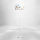 Paco Home Kinderlampe Lampe Babyzimmer Regenbogen Sonne Wolken Sterne Stehlampe Tischlampe Deckenlampe Wandlampe, Lampenart: Stehleuchte - Weiß, Farbe: Mehrfarbig_1 (Ø38 cm)