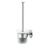 MaxDuox Klobürste Edelstahl WC-Bürste und Halter WC-Garnitur ohne Bohren Wand WC Garnitur zum Wandmontage Toilettenbürste Klobürstenhalter,Inkl. Schwarz Ersatzbürste, Edelstahl + Glas,Matte F