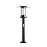 Lindby Edelstahl LED Sockelleuchte/Wegeleuchte mit Bewegungsmelder, spritzwassergeschützt IP44, Aussenleuchte 44 cm inkl. 1x 5W LED (fest verbaut)