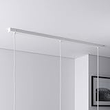 Baldachin für Lampe Rechteckig, Länge 1100mm, mit 3 Kabelauslässen (L 110 x H 2.5 x B 5 cm), WEISS, ideal für langen E