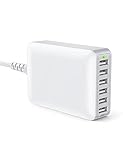 USB Ladegerät 6 Port 60W Mehrfach USB Ladestation für iPhone 12/11 Mini Pro Max XS Max XR X 8 7 Plus, Galaxy S21 S9 S8 Plus, LG, Huawei, HTC, Smartphones, Tablets, iP-ad Pro Air M