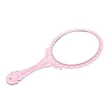 XIUXIU RainYun Dekorativer antiker Stil Ovaler Handspiegel mit Griffgeprägung Rose Design Kompatibel mit Make-up Cosplay Wohnzimmer Einfach zu tragen und zu benutzen, (Color : Light Pink)