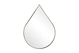 LIFA LIVING Großer Vintage Wandspiegel aus Gold Metall, Glas und Holz, Dekospiegel in runder Tropfenform für Wohnbereich, Bad und Flur, 40,5 x 56 x 1,5
