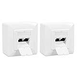 kwmobile 2x Netzwerkdose Modul Aufputz - Aufputzdose Set für CAT 6A Kabel - Doppel Datendose - 2x RJ45 Anschluss - 10Gibt/s geschirmt Metall G