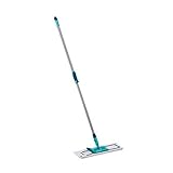 Leifheit rückenschonender Bodenwischer Profi XL Micro Duo Telescope, Teleskopstiel 80-135cm aus Stahl, mit Bezug für Fliesen & Laminat, Wischmopp zum Lösen mit Fußklick, 360°-Drehgelenk, Click-System,