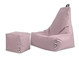 Patchhome Premium Lounge Sessel inkl. Würfel | Gaming Sitzsack | Sitzkissen für In & Outdoor | Fertig befüllt | XL | Rosa | 2 Größen & 25 Farb