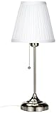 Ikea 702.806.34 Tischlampe Arstid 56cm hohe Tischleuchte-vernickelt-mit Stoffschirm Weißer Schirm - Vernick