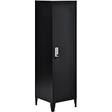 Metall Aktenschrank mit 3 Abteile,1 STK Metallschrank mit Spind & Schlüssel,Mehrzweckschrank Garderobenschrank Werkzeugschrank Stahlschrank für Home Büro Wohnzimmer-137x38x38cm (Schwarz A)