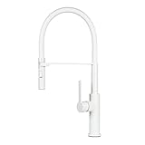 Edelstahl Küchenarmatur Mizzo Tolleno mit Ausziehbare Brause | Mischbatterie 360° Drehbar | Spültischarmatur Wasserhahn Küche Spültisch Einhebelmischer (Weiß)