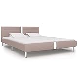 Bettgestell, Schlafzimmerbett Bettkasten Gestell Designbett Bett Jugendbett Bettgestell mit LED Cappuccino-Braun Kunstleder 160x200