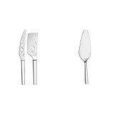 WMF Nuova Käsemesser Set 2-teilig, Käsemesser, Käsebeil, Käseschneider, Cromargan Edelstahl poliert & Nuova Kuchenheber Tortenheber Edelstahl 23 cm, Cromargan Edelstahl p