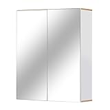 kleankin Badspiegel Badezimmerschrank Spiegelschrank Wandschrank mit 3 Ablagen Schminkschrank Spanplatte Weiß 60 x 20,5 x 75