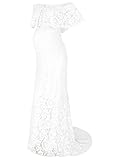 Choomomo Damen Umstandskleid Baumwolle Schwangerschaftskleid Schwangere Elegante Fotografie Stützen Schulterfreies Langes Abendkleid Umstandsmode Weiß D L