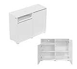 Kommode Sideboard 100 cm breit TV-Kommode Beistellschrank Weiß Hängend Oder Stehend Matt (Weiß, 100 cm breit)