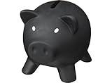 Sparschwein aus PVC mit weichem Körper in lebendigen Farben, originelle kleine Spardose für Kinder, mit Deckel, leicht und robust (schwarz)