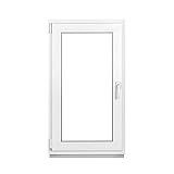 Kunststofffenster Weiß - Kellerfenster 2 Fach Verglasung BxH: 600 x 1000 mm - Alle Größen - Garagenfenster/Gartenhaus Fenster 60 x 100 cm - 58 mm Profil - Din Links - Funktion Dreh Kipp F