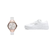 PUMA Damenuhr Contour 3-Zeiger-Werk roségoldfarben, P1017 + Damen Cali WN's Sneaker, White White, 39 EU