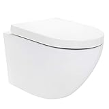 Redonde Design Hänge WC spülrandlos Toilette inkl. Duroplast WC Sitz mit Softclose Absenkautomatik + abnehmb