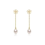 OMTONGXIN Perlenohrringe 925 Silber Süßwasser Perle Ohrstecker 6-7mm Weiße Tropfenform Mode Damen Dekorative Schmuck Kugelohrringe für D