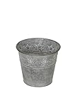 finehomegarden Topf Metall Sterne grau Vintage Ø22,5cm H19,5cm Zinkeimer Übertopf Pflanztopf Weihnachtsdek