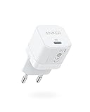 Anker PowerPort III 20W USB-C Netzteil Ladewürfel Schnellladeoption, Kompatibel mit iPhone 13/13 Mini/13 Pro/13 Pro Max/12, Galaxy, Pixel 4/3, iPad/iPad Mini, Weiß (Ladekabel Nicht inklusive)