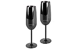 ECHTWERK 2-teiliges Sekt & Champagnerkelch-Set aus Edelstahl, Black-Edition, 250 ml, 22,5 x 6,3