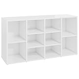 UnfadeMemory Schuhbank Spanplatte Schuhschrank Schuhaufbewahrung Flur Wohnraum Schuhorganizer Schrank als Wohnzimmer TV-Schrank 103x30x54,5 cm (Hochglanz-Weiß)