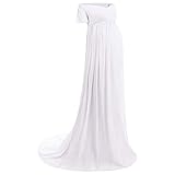 HANHJ Mutterschaftskleid Schwangeres Foto Shooting Lange Chiffon Festliche Kleid Maxi Schwangerschaft Kleider Fotografie Stütze Kleidung Frauen Elegantes Hochzeit Abend Kleid,White-L