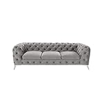 ROVERTI Sofa Chesterfield Royal 3er Sitzer B243 x T 100 cm x H 73 cm, Fußhöhe 15 cm | 3er-Couch freistehend, Sitztiefe 57 cm, hochwertige Wellfederung, strapazierfähige Polsterbezüg