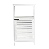 Lastdeco Nachttisch oder Beistelltisch aus Kiefernholz, weiß, 1 Tür und 1 Ablagefach, geräumig und multifunktional, Kolonialstil, Maße: 43 x 33 x 78